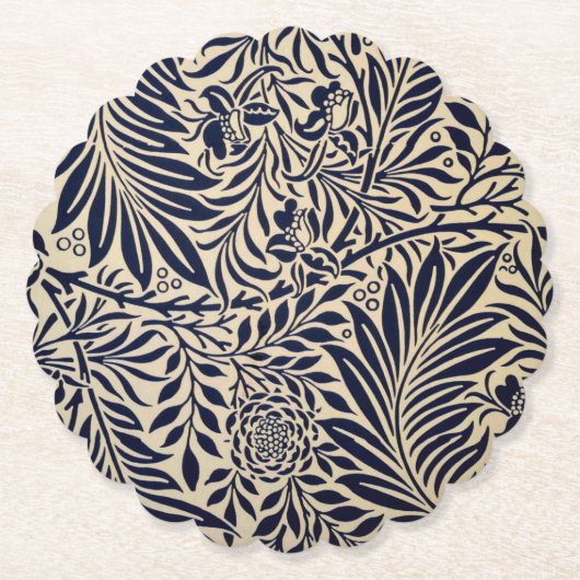 モリス – スプレー – ネービーブルーとニュートラル ペーパーコースター (正面)