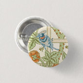 モリス・トレリス1862ヴィンテージ花鳥柄 缶バッジ (正面&裏面)