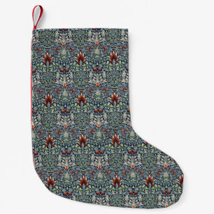 モリス ネイビーブルー スネークヘッド フラワー 壁紙 スモールクリスマスストッキング