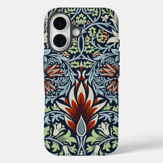 モリス ネイビーブルー スネークヘッド フラワー 壁紙 Case-Mate iPhoneケース (裏面)
