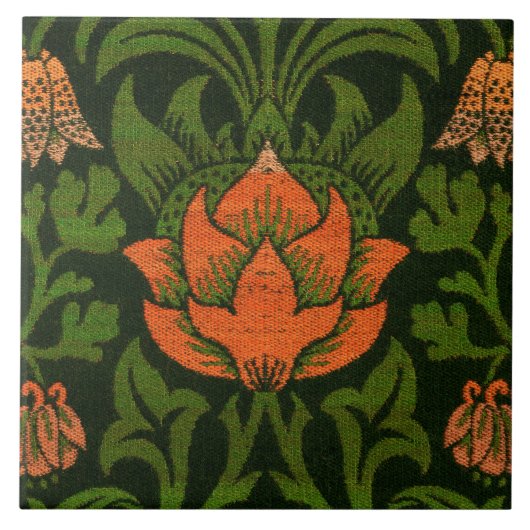 モリス-バイオレット&オダマキ（植物）  タイル (正面)