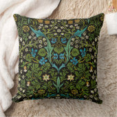 モリス・ブラック 背景 ヴィンテージ ブラックソーン・パターン クッション (ブランケット)