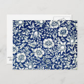 モリス – ブルーマロー、ヴィンテージパターン ポストカード (正面/裏面)