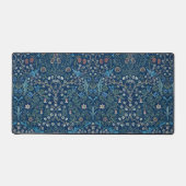 モリス ブルー 背景 ヴィンテージ ブラックソーン パターン デスクマット (正面)