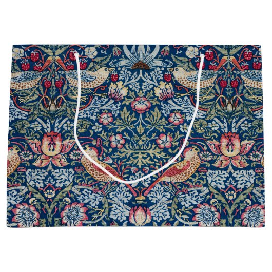 モリス – ヴィンテージイチゴ泥棒フローラルパターン ラージペーパーバッグ (正面)