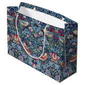 モリス – ヴィンテージイチゴ泥棒フローラルパターン ラージペーパーバッグ (裏面アングル)
