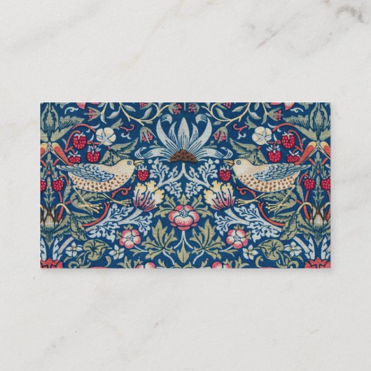 モリス – ヴィンテージイチゴ泥棒フローラルパターン 名刺 (裏面)