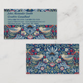 モリス – ヴィンテージイチゴ泥棒フローラルパターン 名刺 (正面/裏面)