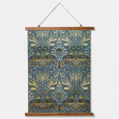 モリス – ヴィンテージ孔雀&ドラゴンフラワーパターン 吊り下げ型タペストリー (正面)