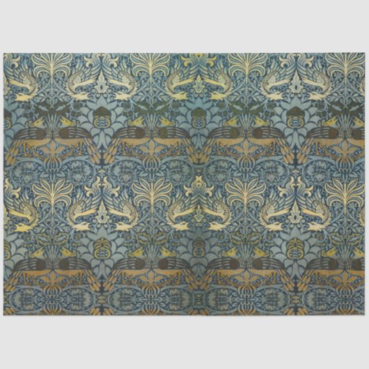 モリス – ヴィンテージ孔雀&ドラゴンフラワーパターン 薄葉紙 (正面)