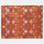 モリス – ヴィンテージ1893バラ&リリーフラワーパターン フリースブランケット (正面(横))