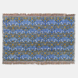 モリス ヴィンテージ 1882 ブルー背景の花柄 スローブランケット
