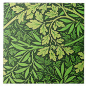 モリス – 樹木、ヴィンテージアートの緑 タイル (正面)