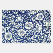 モリス:3つのパターン:ブルーマロー、フルーツ、デイジー ラッピングペーパーシート (正面)