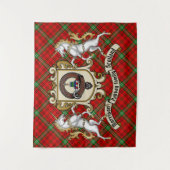 モリソンクランバッジ&ユニコーン付き/タータンチェック タペストリー (正面)
