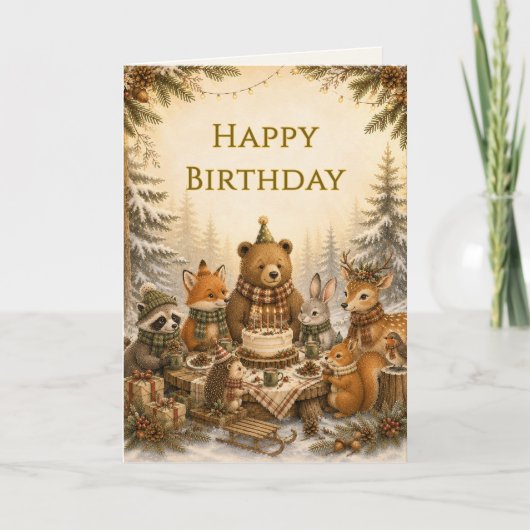 モリノトモダチ 冬の誕生日ピクニック カード (正面)