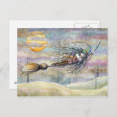 モリハリソンによるハロウィーン魔女はがき ポストカード (正面/裏面)