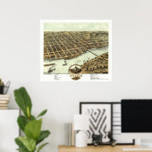 モリン， IL – パノラママップ – 1869 ポスター (ホームオフィス)