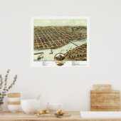 モリン， IL – パノラママップ – 1869 ポスター (キッチン)