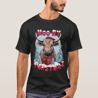 モリークリスマス – ハイランドカウ恋人クリスマス Tシャツ