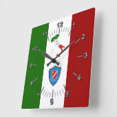 モリーゼ国旗(イタリア) スクエア壁時計 (傾斜)