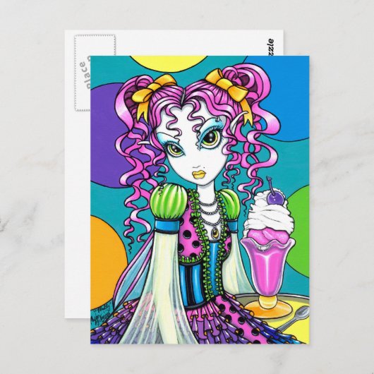 「モリー」かわいいレインボーソーダ店おとぎ絵はがき ポストカード (正面/裏面)