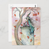 モリー・ハリソンによるウィッチキャットハロウィーンハガキ ポストカード (正面/裏面)