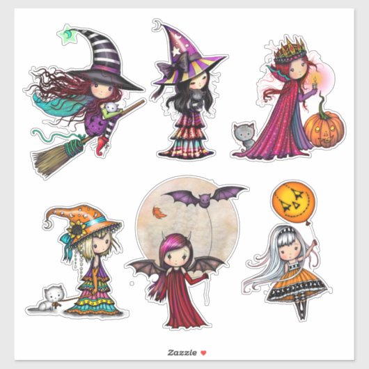 モリー・ハリソンによるウィムジカルなハロウィンキャラクター シール (シート)
