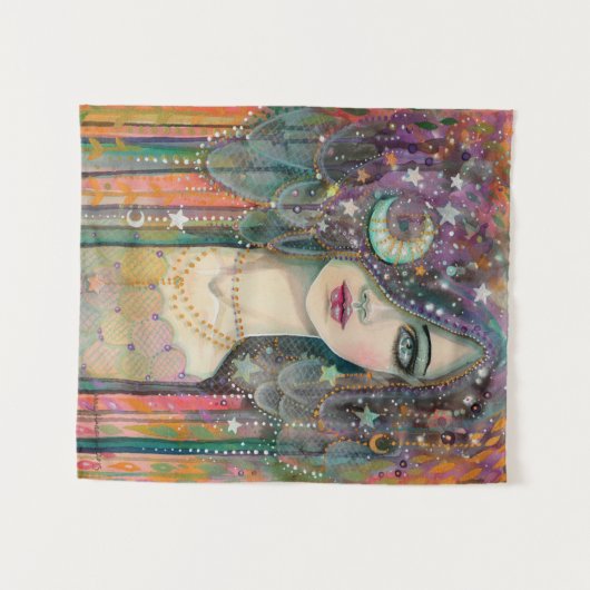 モリー・ハリソンによるギャラクシーガール ボヘミアンファンタジー タペストリー (正面(横))