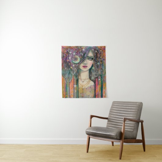 モリー・ハリソンによるギャラクシーガール ボヘミアンファンタジー タペストリー (インサイチュ)