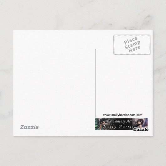 モリー・ハリソンによるゴシック様式の秋の妖精アートのはがき ポストカード (裏面)