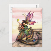 モリー・ハリソンによるドラゴンとフェアリー・アートのポストカード ポストカード (正面/裏面)