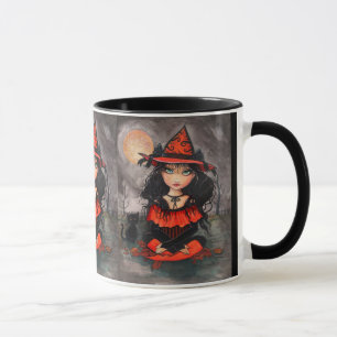 モリー・ハリソンによるハロウィン魔女猫マグカップ マグカップ