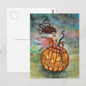 モリー・ハリソンによるハロウィーンの妖精の絵 ポストカード (正面/裏面)