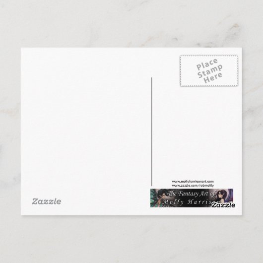 モリー・ハリソンによるハロウィーンの魔女ファンタジーアート ポストカード (裏面)