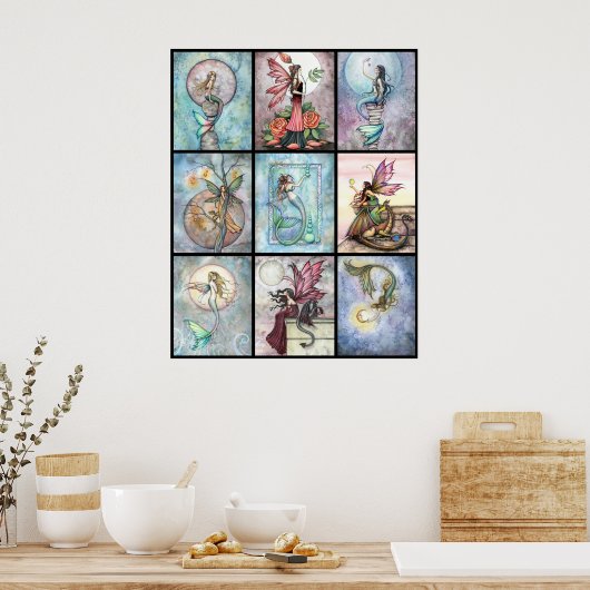 モリー・ハリソンによる人魚と妖精のポスター ポスター (キッチン)