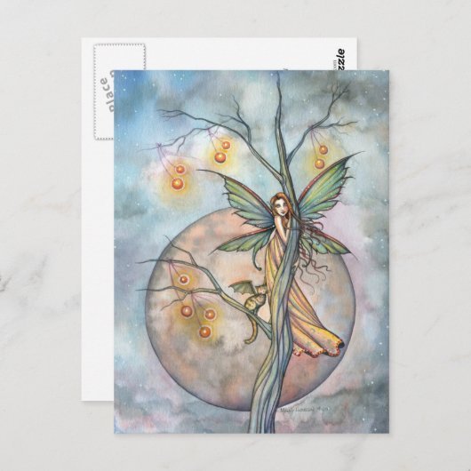 モリー・ハリソンによる妖精と猫のポストカード ポストカード (正面/裏面)