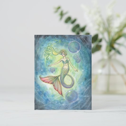 モリー・ハリソンによる水彩人魚アートのポストカード ポストカード (スタンド正面)