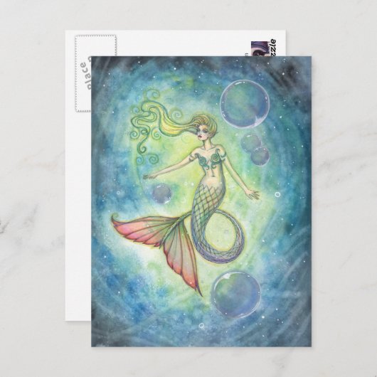 モリー・ハリソンによる水彩人魚アートのポストカード ポストカード (正面/裏面)