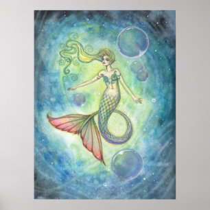 モリー・ハリソンによる水彩人魚ファンタジーアート ポスター