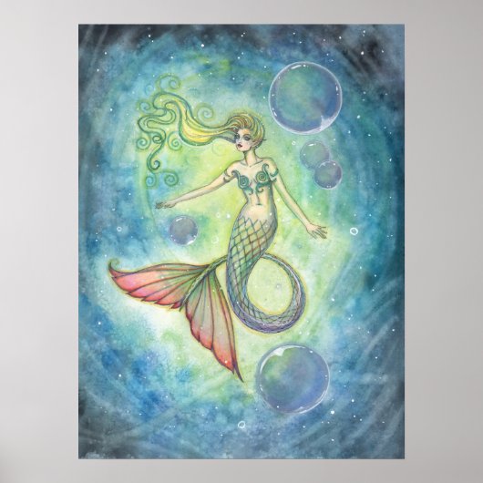 モリー・ハリソンによる水彩人魚ファンタジーアート ポスター (正面)