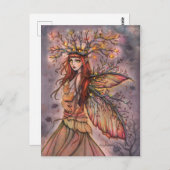 モリー・ハリソンによる秋の女王ファンタジーアート ポストカード (正面/裏面)