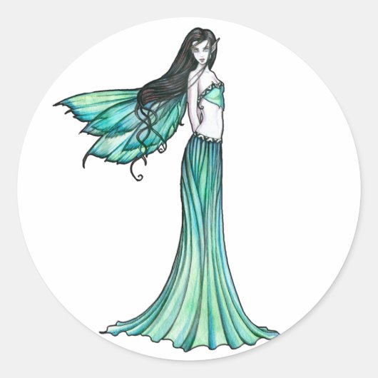 モリー・ハリソンによる美しい緑の妖精のシール ラウンドシール (正面)