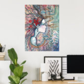 モリー・ハリソンによる赤い花人魚のポスター ポスター (ホームオフィス)