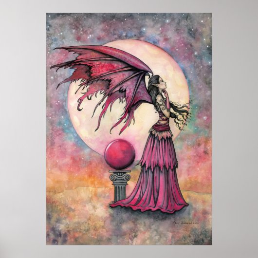 モリー・ハリソンによる「Nightfall Fairy Fantasy Art」ファンタジーアート ポスター (正面)