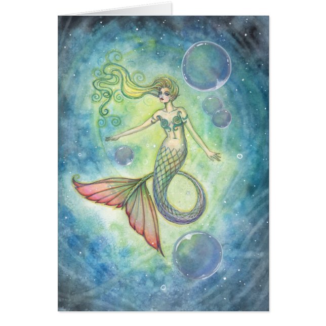 モリー・ハリソン作 水彩人魚カード (正面)