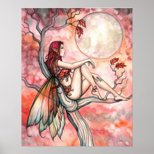 モリー・ハリソン作「Autumn Fairy Moon Poster」 ポスター (正面)
