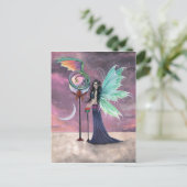 モリー・ハリソン幻想画の生き生きとした夢の妖精とドラゴンのポストカード ポストカード (スタンド正面)