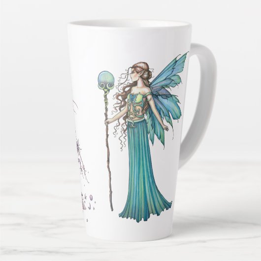 モリー・ハリソン・アートの二人のシナの妖精 カフェラテマグ (右アングル)