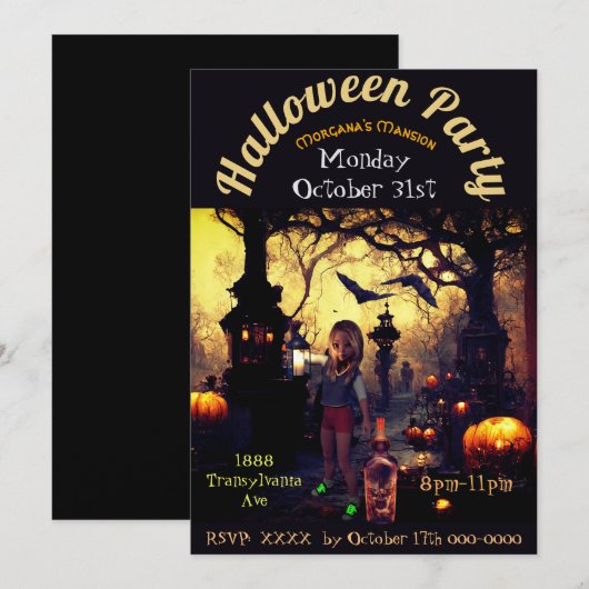 モルガナの邸宅 ハロウィン カスタム招待状 招待状 (正面/裏面)
